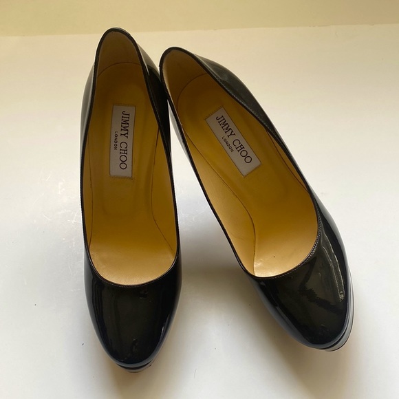 Jimmy Choo Black Patent Platform Pumps - Picture 3 of 16